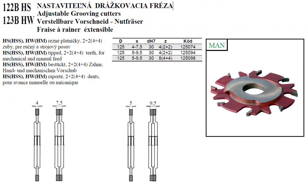 NASTAVITEĽNÁ DRÁŽKOVACIA FRÉZA