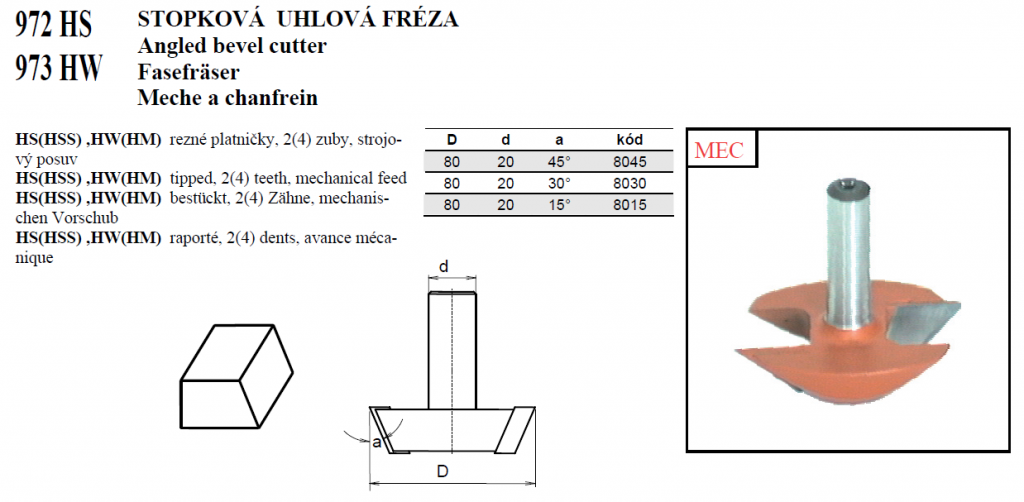 STOPKOVÁ UHLOVÁ FRÉZA