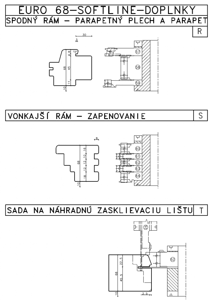 euro 68 softline doplnky spodny ram parapetny plech a parapet 01