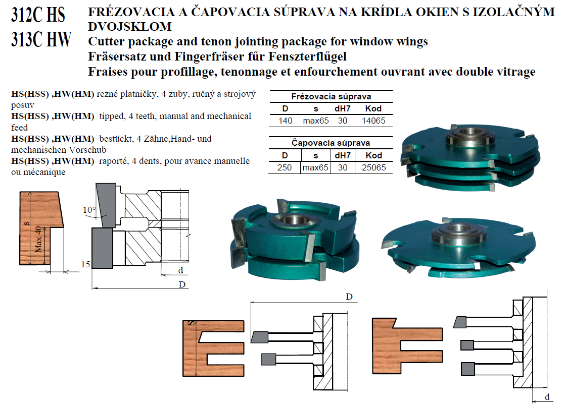 312C HS a 313C HW FRÉZOVACIA A ČAPOVACIA SÚPRAVA NA KRÍDLA OKIEN S IZOLAČNÝM DVOJSKLOM