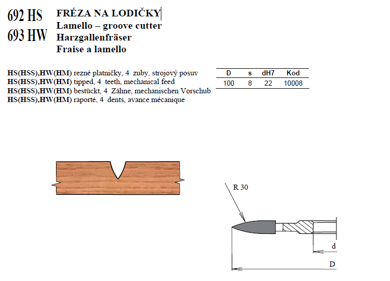 692 HS a 693 HW FRÉZA NA LODIČKY