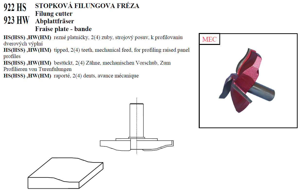 922 HS a 923 HW STOPKOVÁ FILUNGOVA FRÉZA