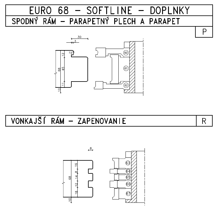EURO 68 - SOFTLINE - DOPLNKY SPODNÝ RÁM - PARAPETNÝ PLECH A PARAPET