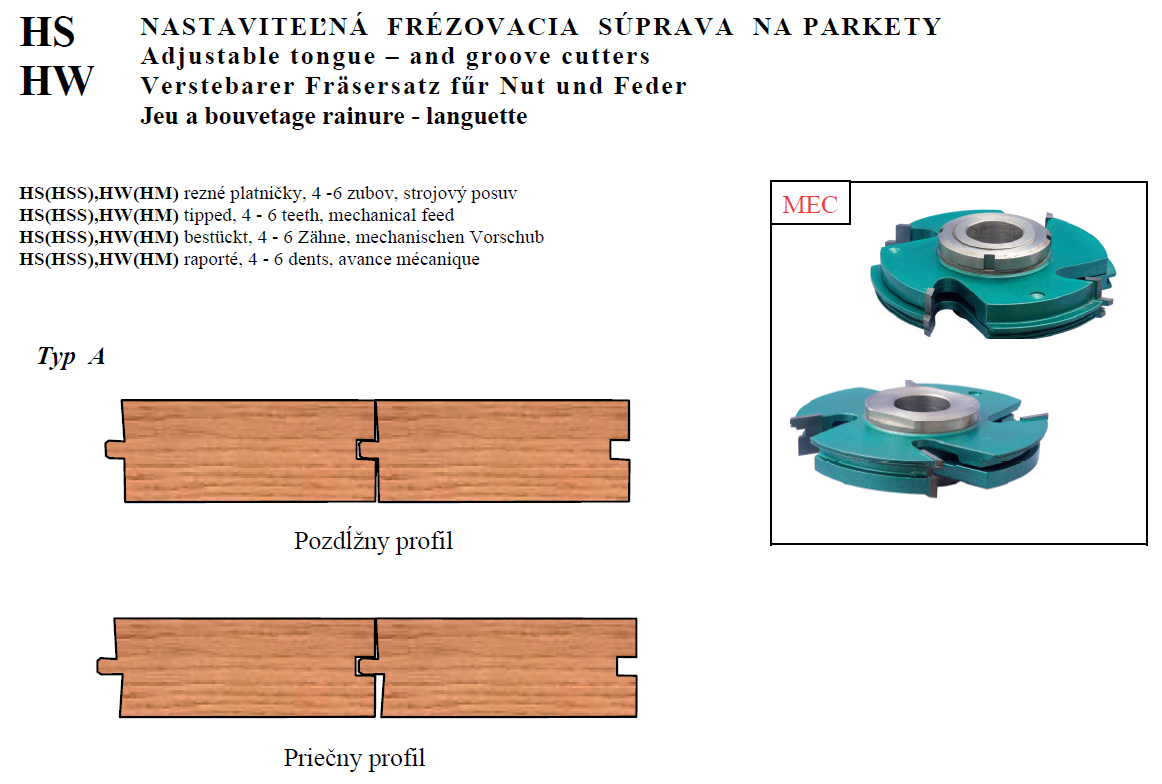 HS HW NASTAVITEĽNÁ FRÉZOVACIA SÚPRAVA NA PARKETY