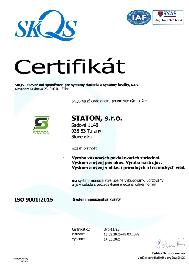 Certifikát ISO 16.03.25 - 15.03 28
